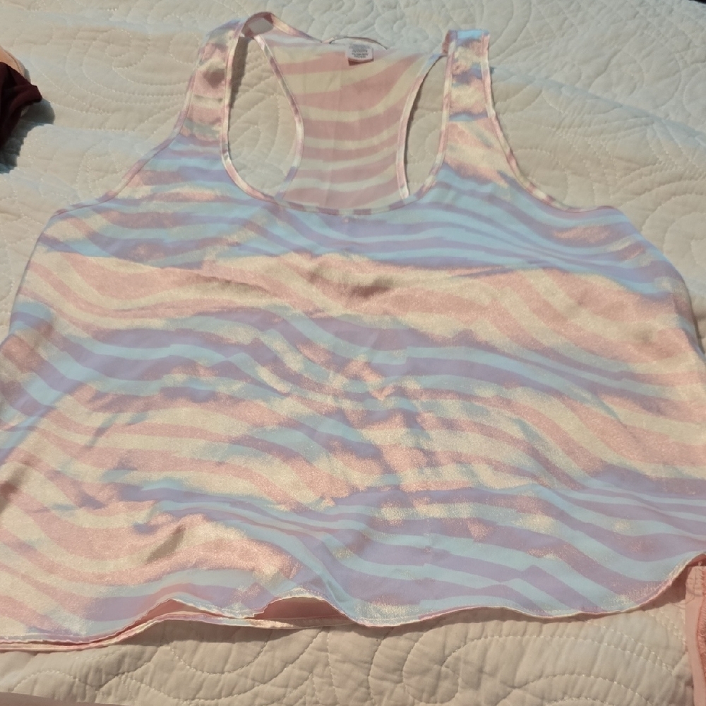 Victoria's Secret Soft Pink and White Tank Top